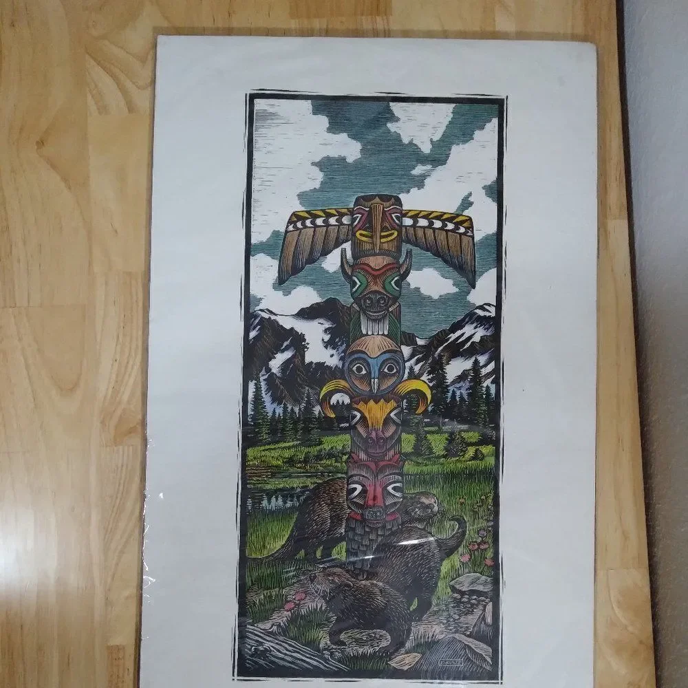 Vintage Zoofest 1994 Great Northwest Totem Pole Print Lithography Print Poster